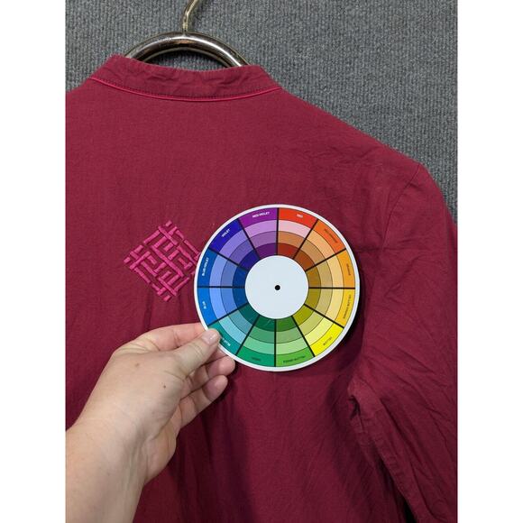 Svarga Ukraine Dress Womens 42 Embroidered Floral Cotton Traditional Red - Picture 12 of 16